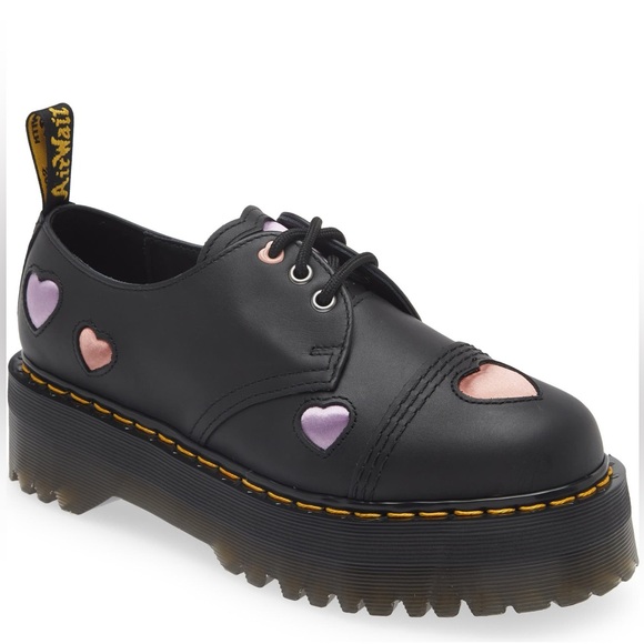 Dr Martens 1461 Leather Heart platform Quad Hearts Oxford - Picture 2 of 6
